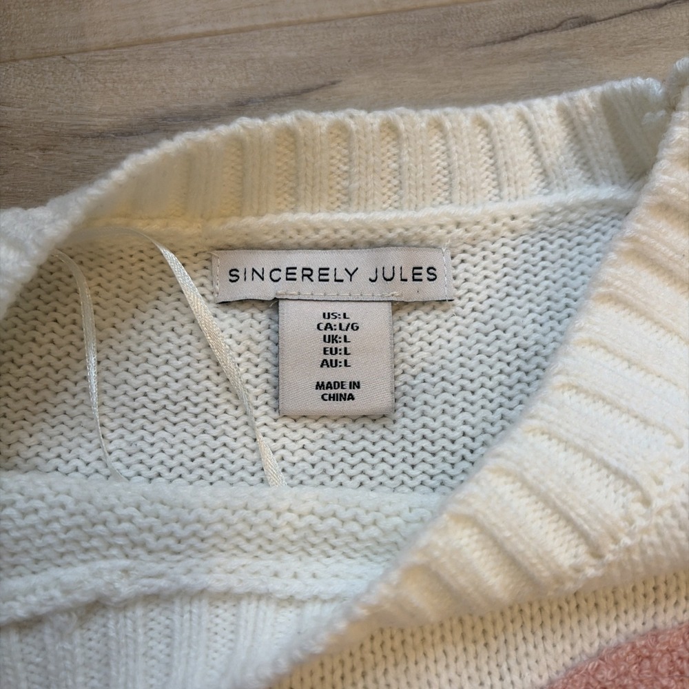 Sincerely Jules Women's Sweater Size Large White Long Sleeve Cropped - Picture 3 of 5